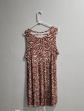 Maurices Cream and Brown Zebra Print Sleeveless Dress